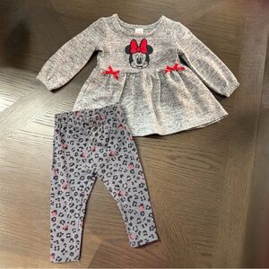 Disney Baby Gray and Red Minnie Mouse Outfit/ Size: 6-12 Months